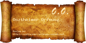 Osztheimer Orfeusz névjegykártya